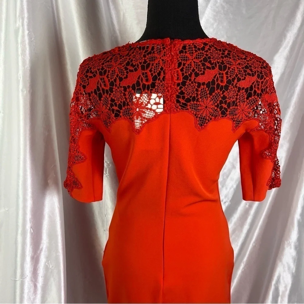 Zara Red Floral Lace Semi-Fitted Knee-Length Dress NWT | Romantic Trendy S